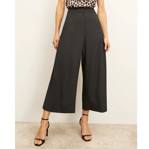 MM.LaFleur Black Wide Leg Cropped Culotte Pants Size 12 High Rise Career - Picture 2 of 10
